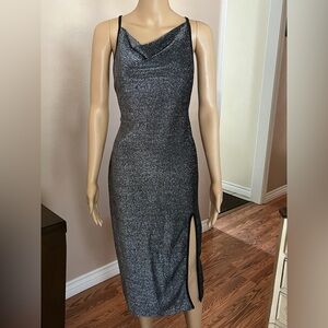 NWOT - SHEIN Privé Split Thigh Tie Backless Cami Dress – Black – Size 0XL (12)